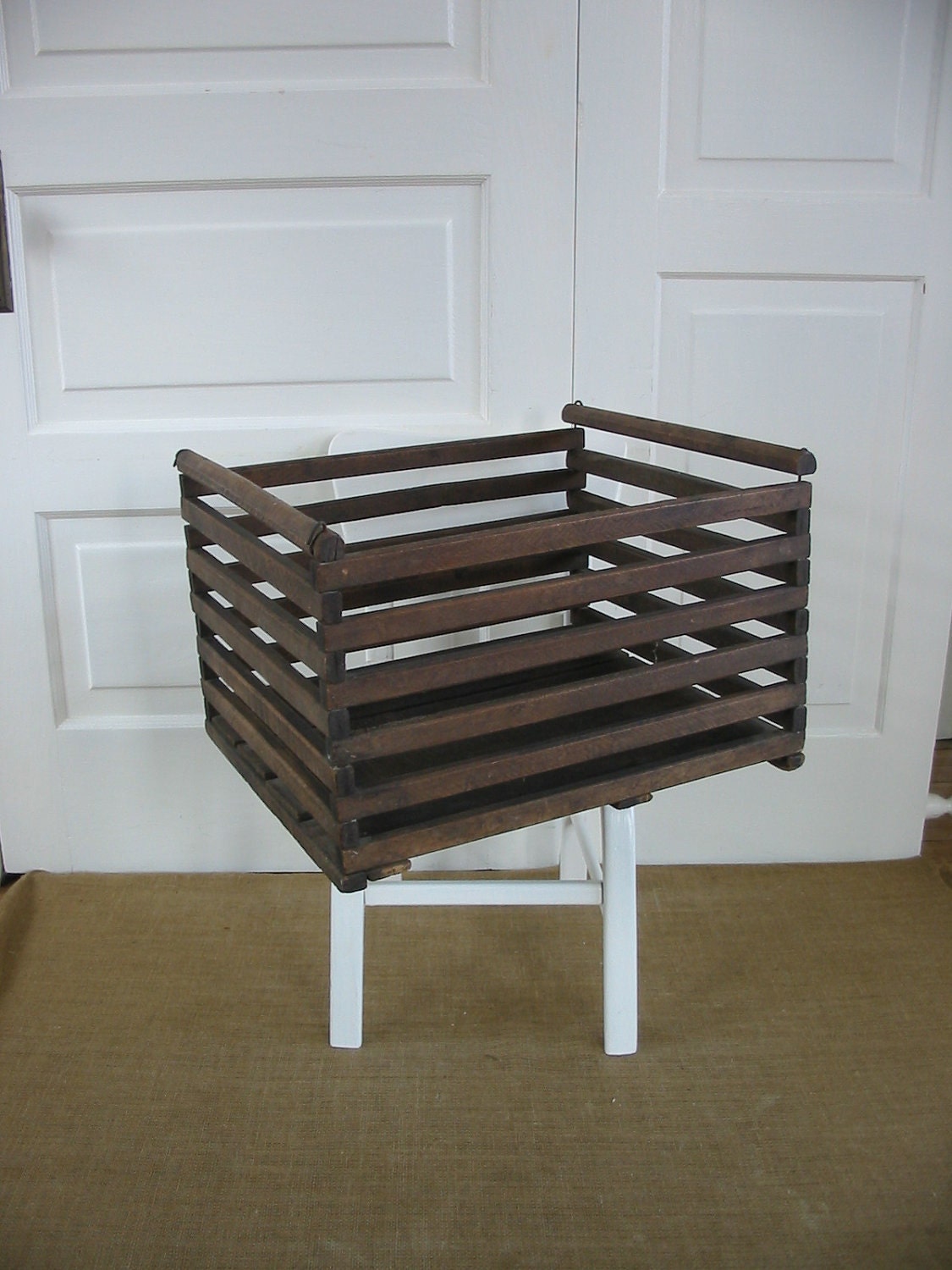 Vintage Box Wood Industrial Primitive Rustic Egg Crate Storage
