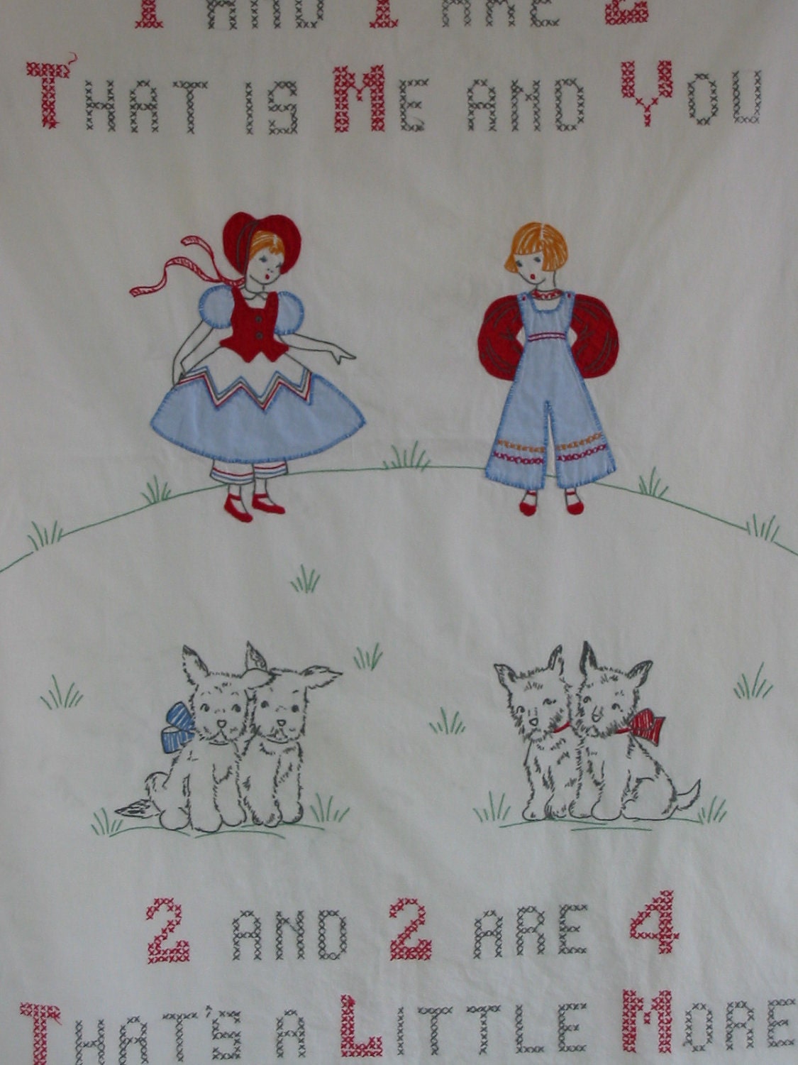 Baby Blanket Wall Art Bedding Crib SHeet Children Embroidered Dog Scottie Terrier Nursery Decor