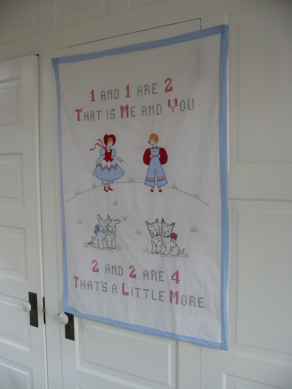 Baby Blanket Wall Art Bedding Crib SHeet Children Embroidered Dog Scottie Terrier Nursery Decor