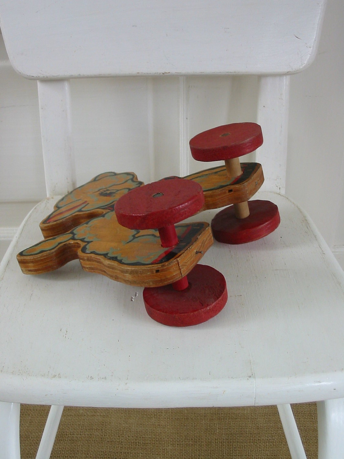 Vintage Wood Toy Children Pull Sheep Lamb Retro