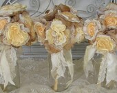 Bridesmaid Fabric Flower  Bouquet Set of 3   Custom Order any color