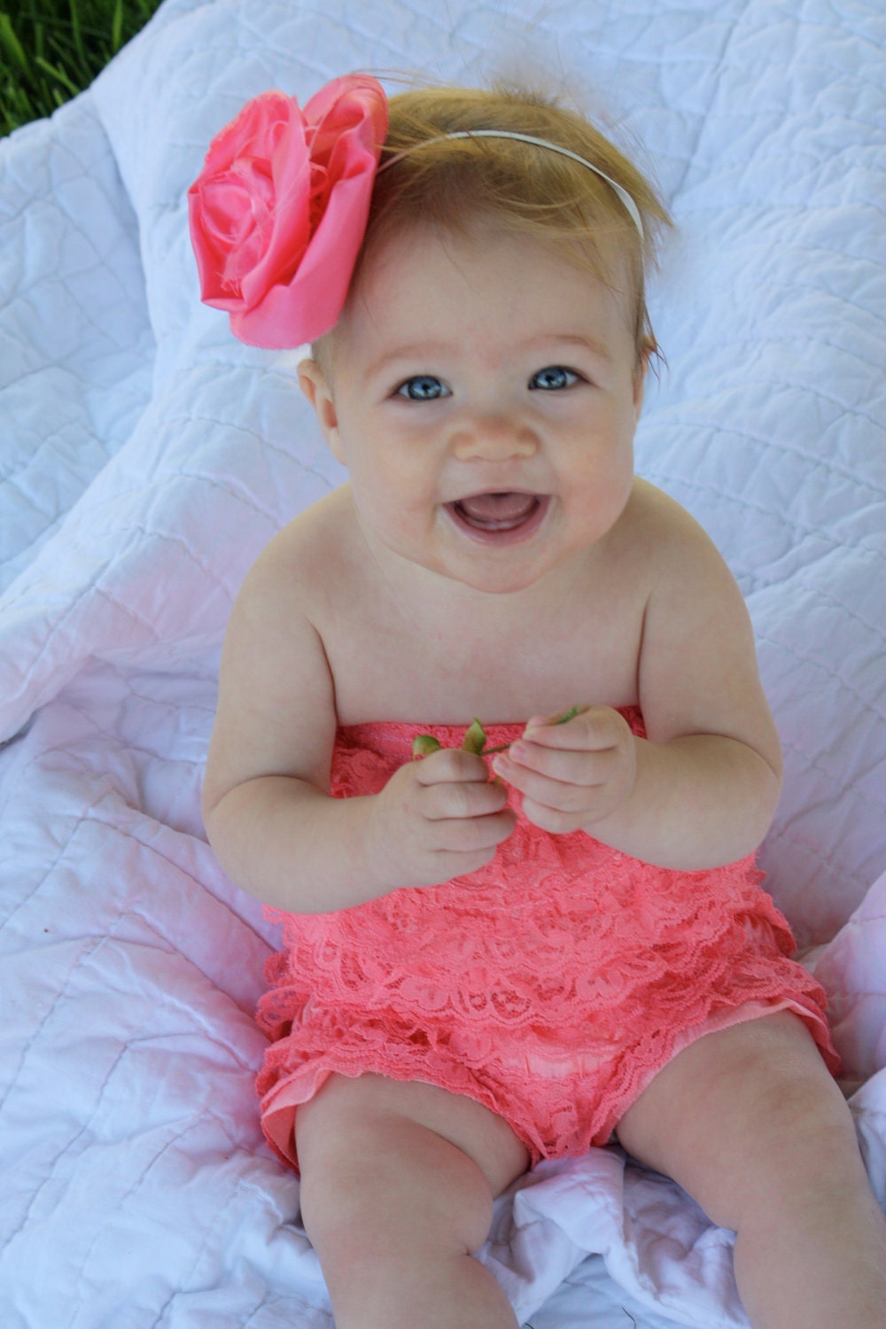 Size medium 6-24 months Petti Romper/ Lace Ruffle Romper      ON SALE