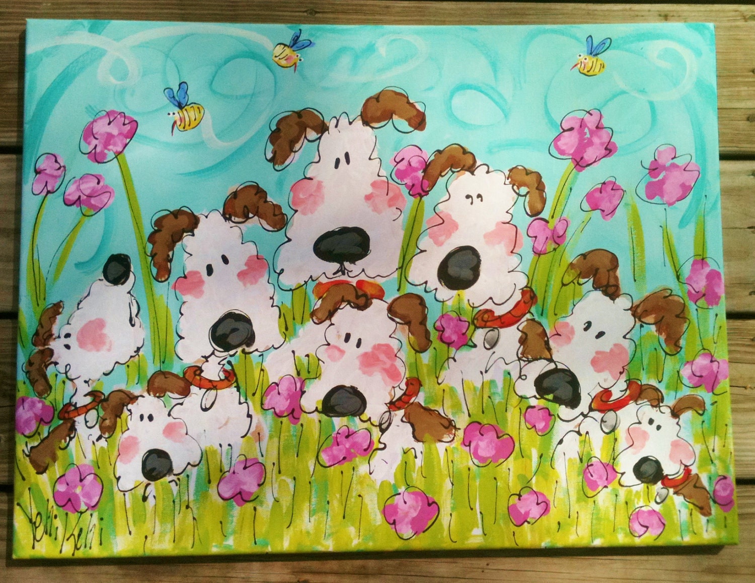Dogs Dogs Dogs Original Painting Made To Order Large Size