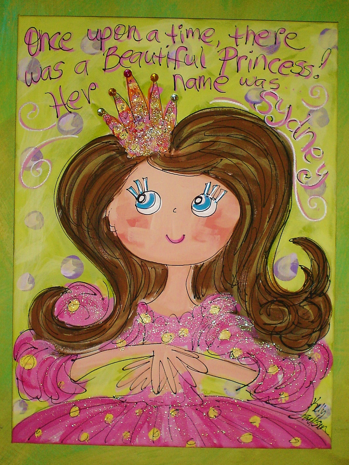 There Once Was A Princess BIG CANVAS Personalized Princess Painting