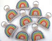 Wholesale Lot of 8 Eco Felt Embroidery Rainbow Keychains
