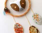 Fox Dreamcatcher Wall Hanging Plush Eco Felt Feathers Hand Embroidery MADE TO ORDER
