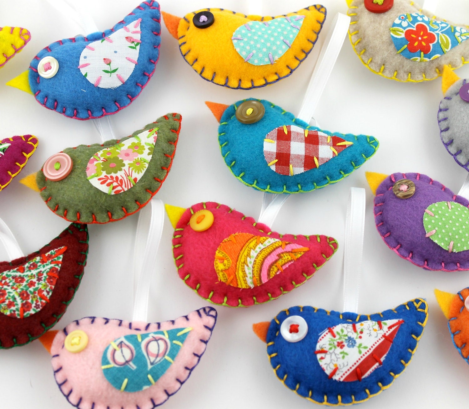 Wholesale Lot of 8 Eco Felt Bird Ornaments Felt Party Favors Eco Friendly