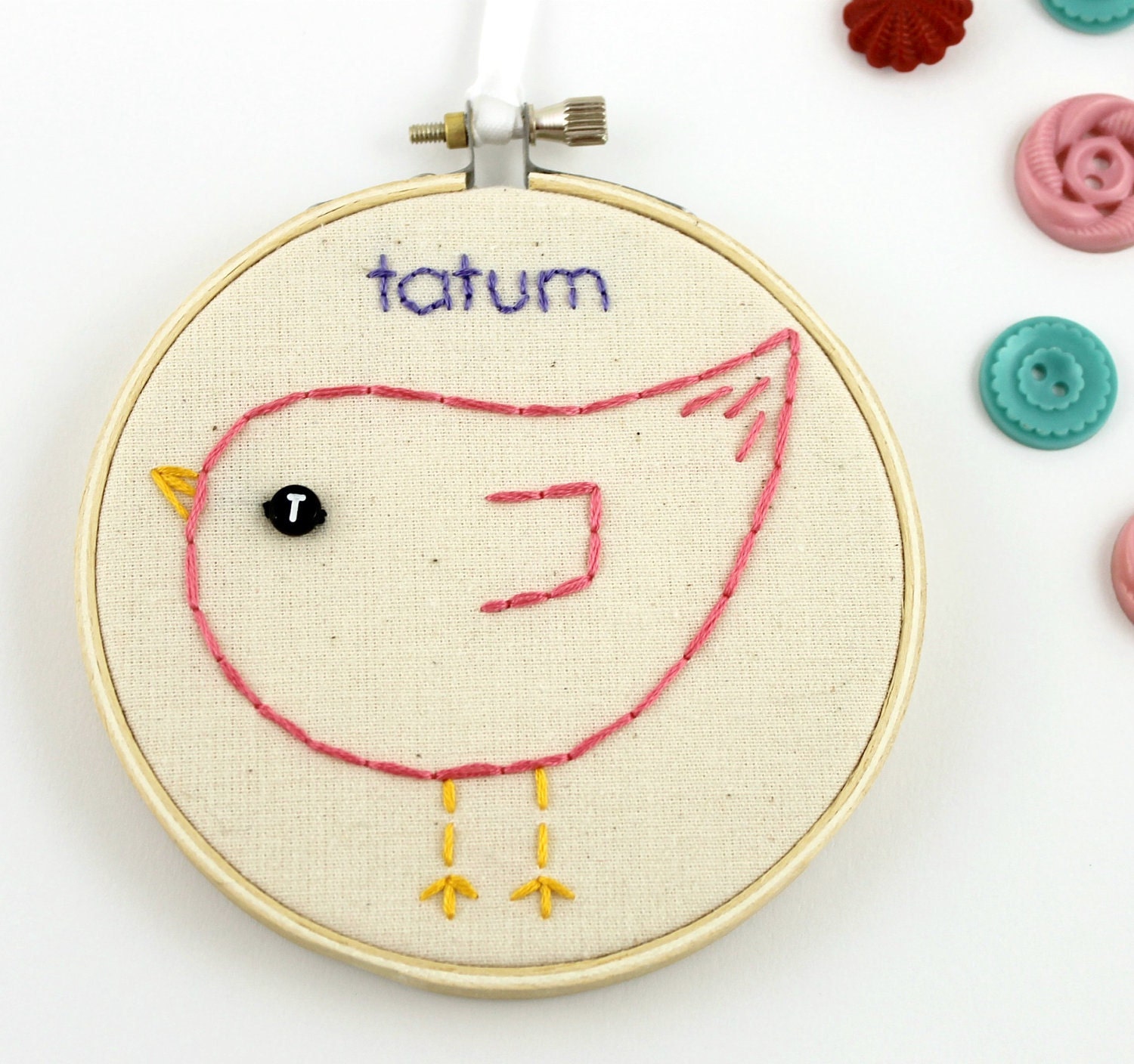 Personalized Monogram Bird Baby Name Embroidery Hoop Initial Custom Baby Shower New Mother Gift Nursery Art Needlecraft