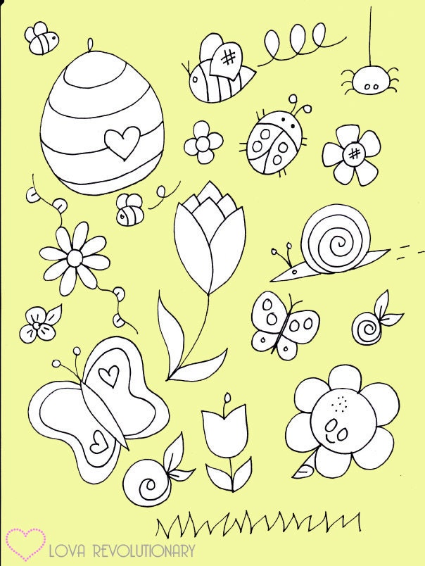 PDF Pattern Summer Time Flowers Bee Hive Butterfly Hand Embroidery