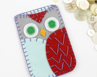 Felt Owl Ipod Iphone Case Cozy Blackberry Camera Gadget Aqua MADE TO ORDER