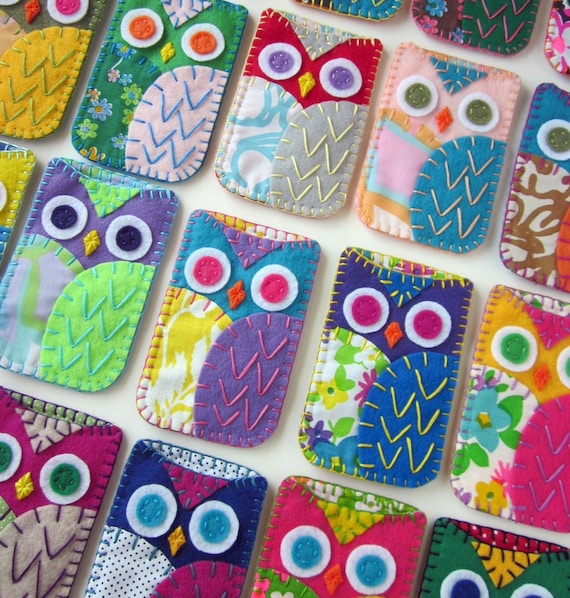Your Choice Felt Owl Ipod Iphone Case Cozy Blackberry Camera Gadget MADE TO ORDER