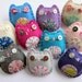 Wholesale Lot of 8 Eco Felt Kitty Cat Brooches Pins Vintage Fabric Cute Lucky Cats