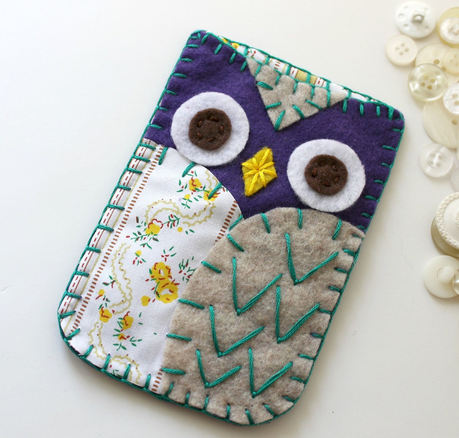 Felt Owl iPhone Blackberry Samsung Case Cozy Purple Floral