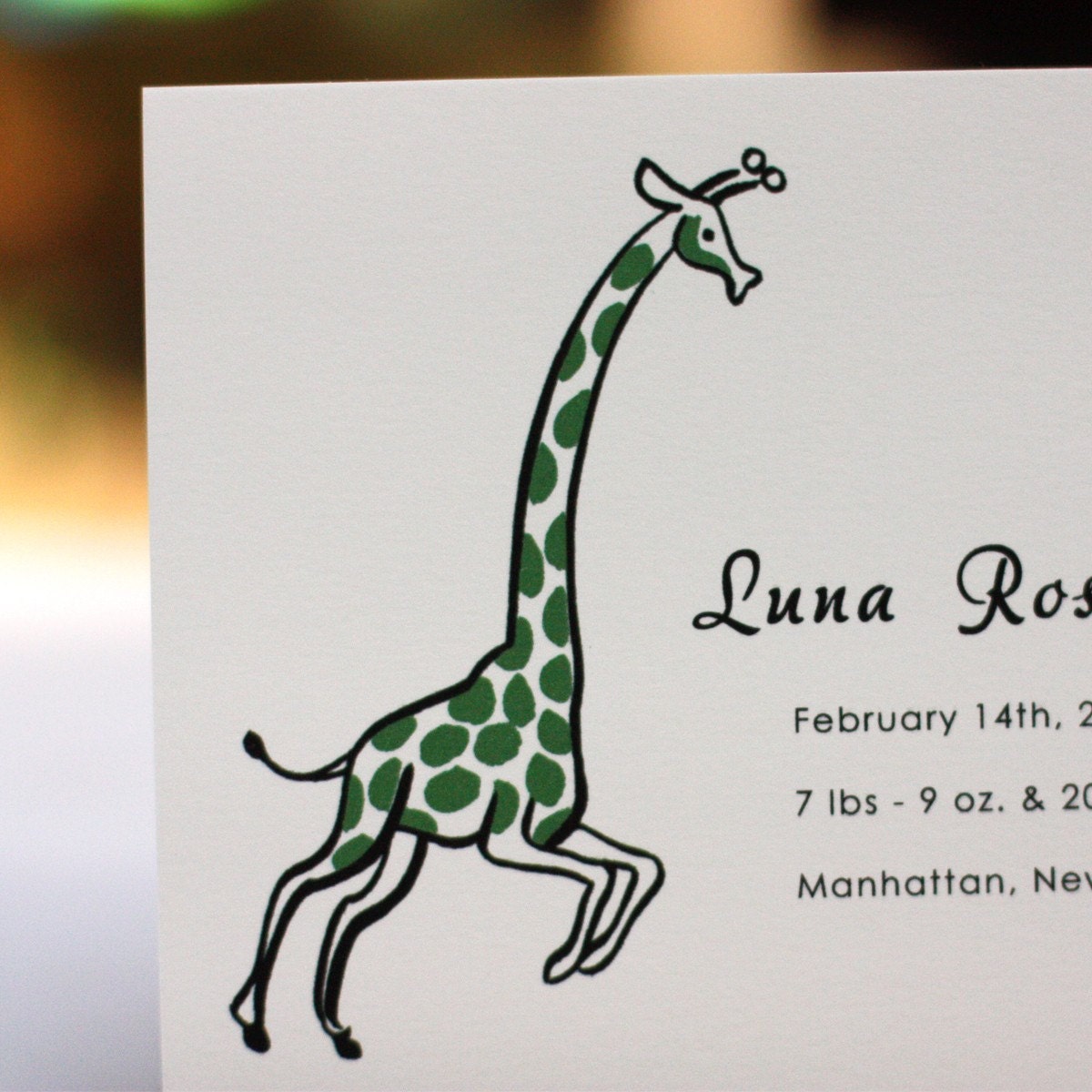 Baby Giraffe-Custom Birth Announcement (set of 10)