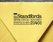 Rubber Stamp Address - Wooden Handle - Wedding Stamp - ea1074