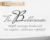 Custom Wood Handle Rubber Address Stamp - Calligraphy - cute family housewarming gift / a1033
