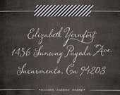 Custom Address Stamp - Wood Handle - cute personalized calligraphy gift - a1076
