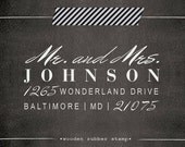 Custom Family Rubber Return Address Stamp - Wood Handle - cute wedding or housewarming gift / a1047