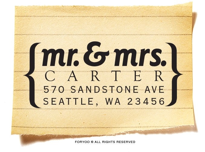 Custom Wood Rubber Address Stamp - cute housewarming birthday wedding gift - a1008