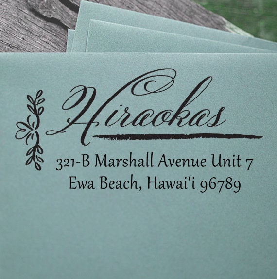 Self Inking Rubber Stamp - calligraphy and flowers - cute wedding or housewarming gift - 1015