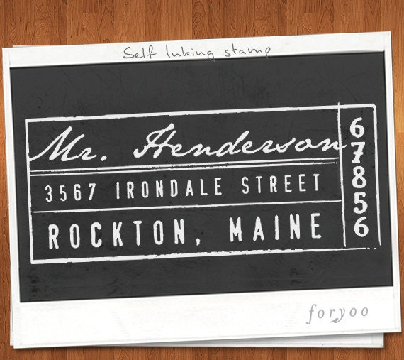 Self Inking Custom Rubber Address Stamp - organic lines - wedding personal housewarming gift - 1205