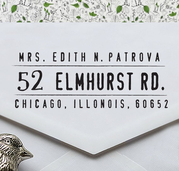 Custom Address Stamp - Eco Friendly, gifts for wedding, housewarming, etsy labels, return address stamp - e1207