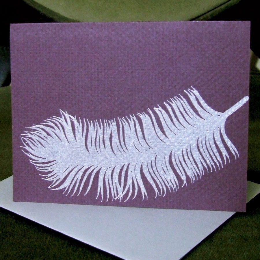 Silver Feather letterpress notecard