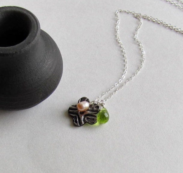 Precious Metal Clay Flower Necklace
