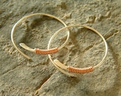 Small Silver Hoops Copper Wire Wrapped Mixed Metal Lightweight Sterling Silver Hoops minimalist jewelry