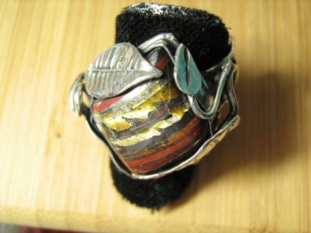 Out of hardship Tiger Iron Adjustable Ring