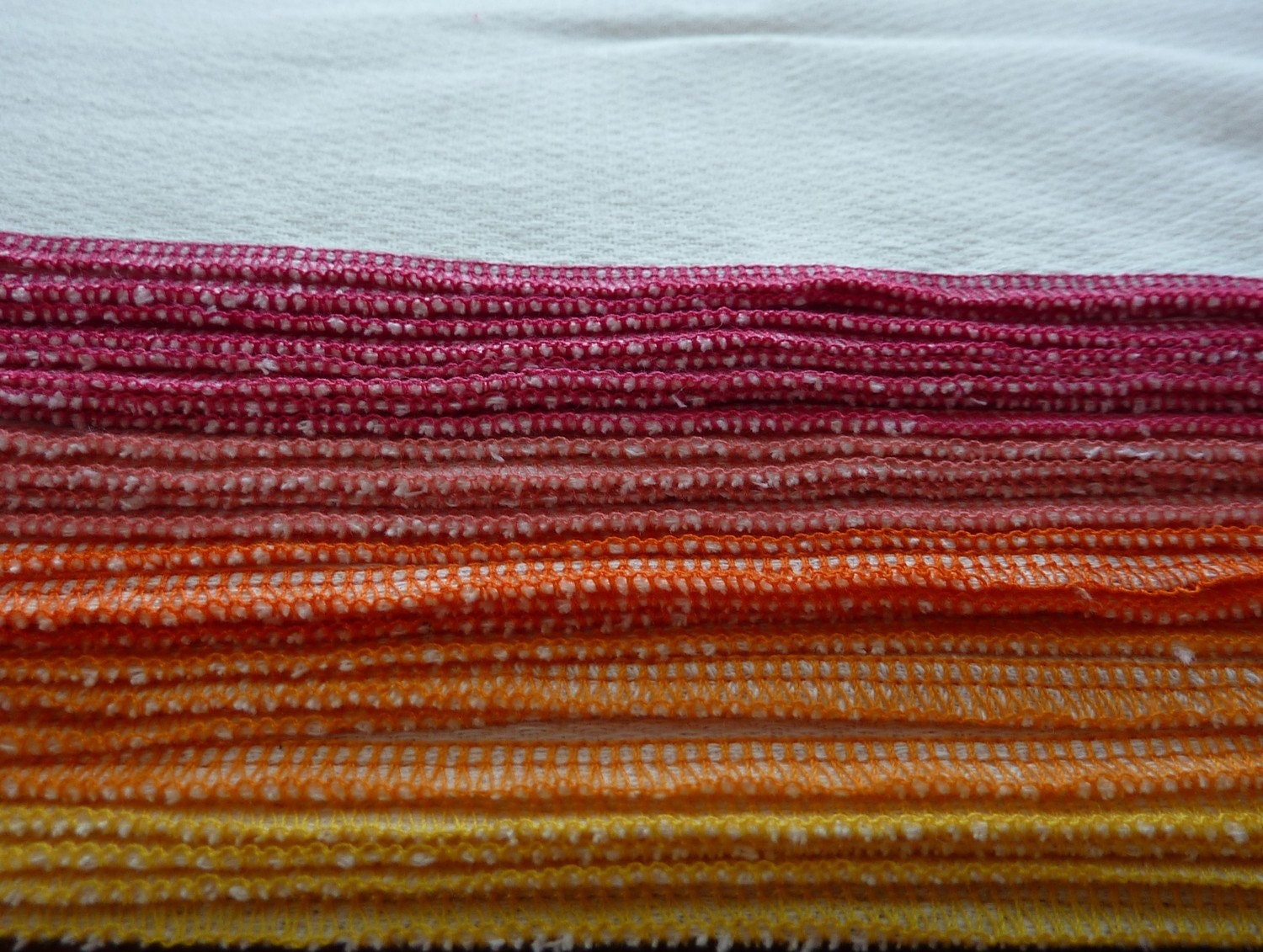 24 Bird-E Towels - unpaper towels - Sunset Edges orange pink yellow mulberry- unbleached cotton - paperless towel