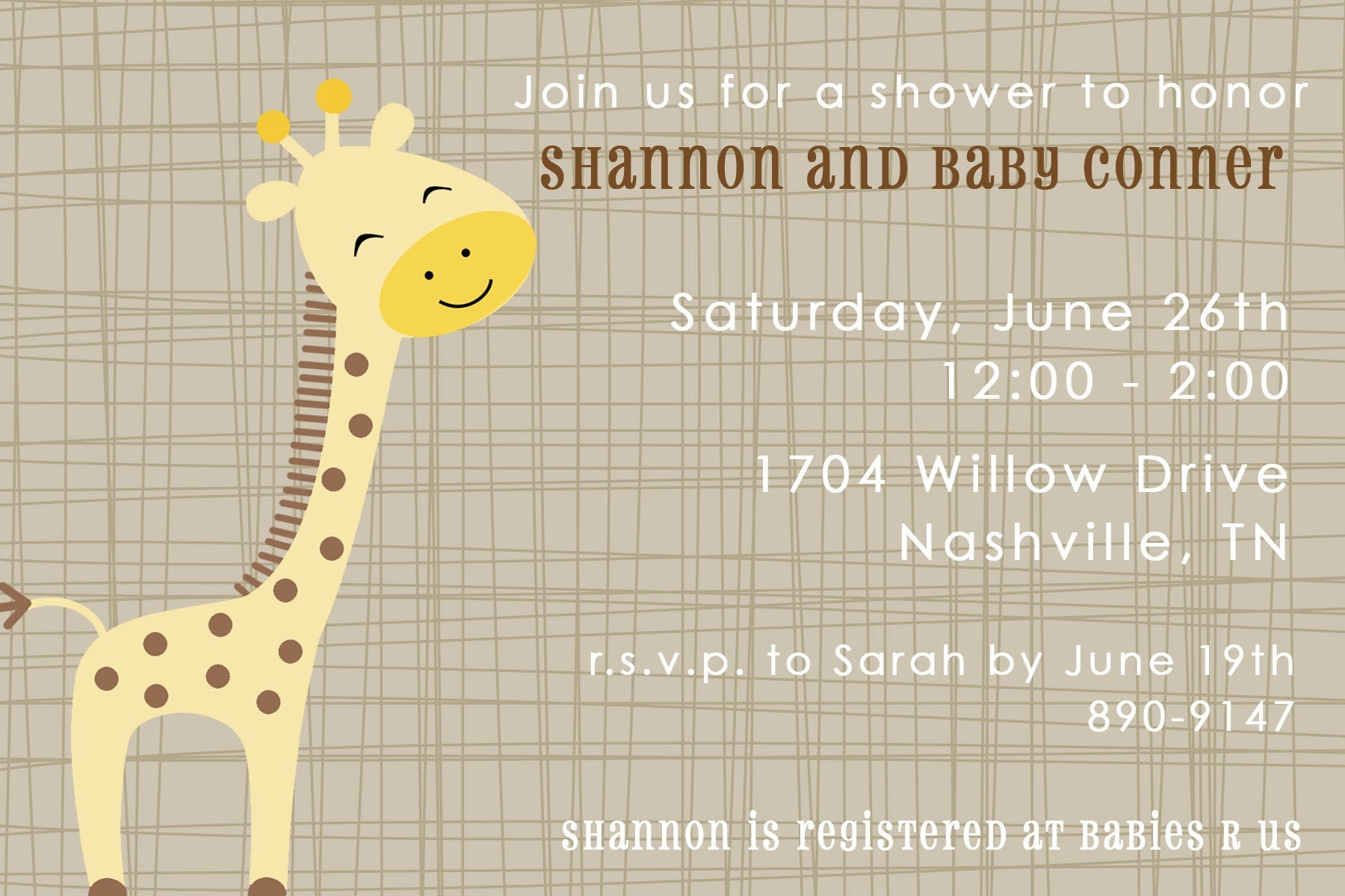 Giraffe Baby Shower Invitation