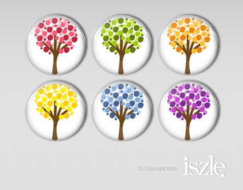 Fridge Magnet Gift Set - Set of 6 Refrigerator Magnets - Sweet Dot Treees