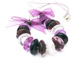 Purple Beaded Necklace, Lampwork Glass Jewelry, Chunky Statement Necklace, Handmade Beaded Jewelry, Violet & Amethyst Purple