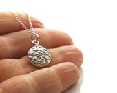 Embossed Silver Pendant, Dainty Handcrafted Necklace, Custom Made, Recycled Eco Friendly Solid SIlver, Handmade Silver Jewelry