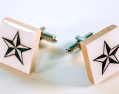 Scrabble Tile Cuff Links - Black Nautical Star - AmeliaBeth