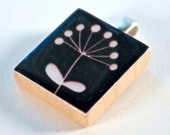 Mod Flower on Black - Scrabble Tile Pendant - AmeliaBeth