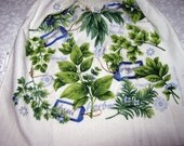 Crochet hanging Towel, Herbs, White top