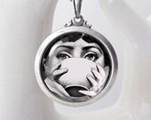 Tea Time 2 -  surreal art glass pendant