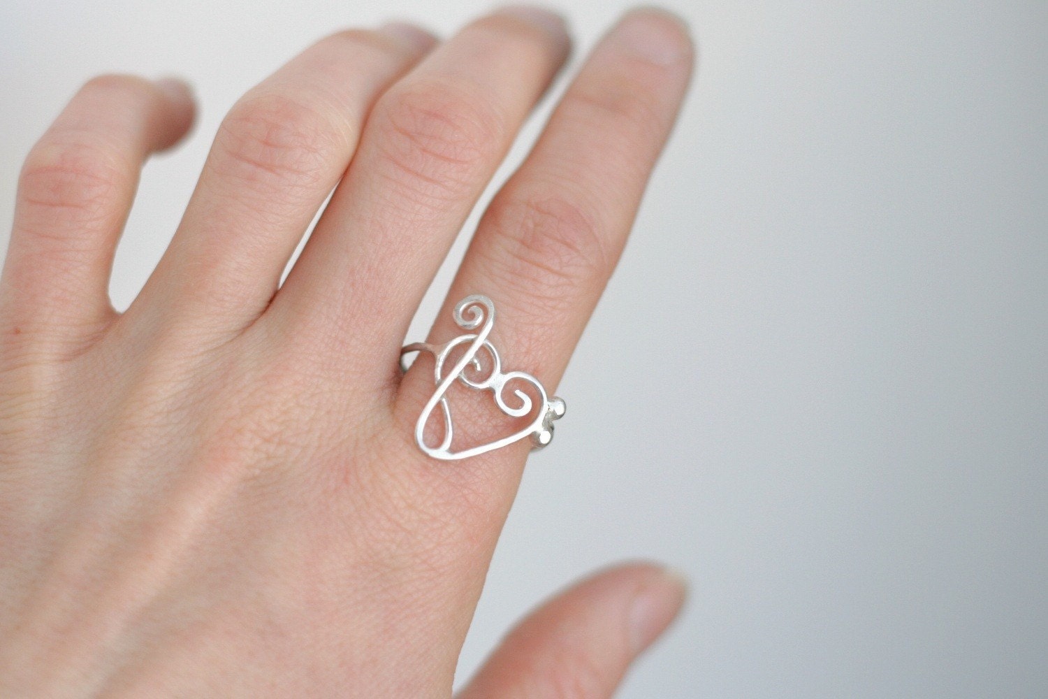 heart RING. treble clef bass clef. Love of Music design.