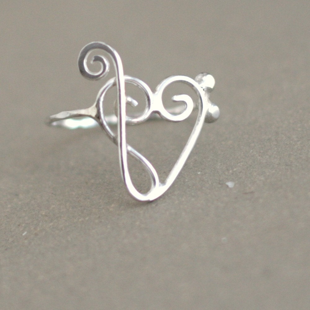 heart RING. treble clef bass clef. Love of Music design.