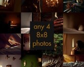 Set of Four 8x8 Photographs (4 for the price of 3) - Warm Natural Light Fine Art Photography