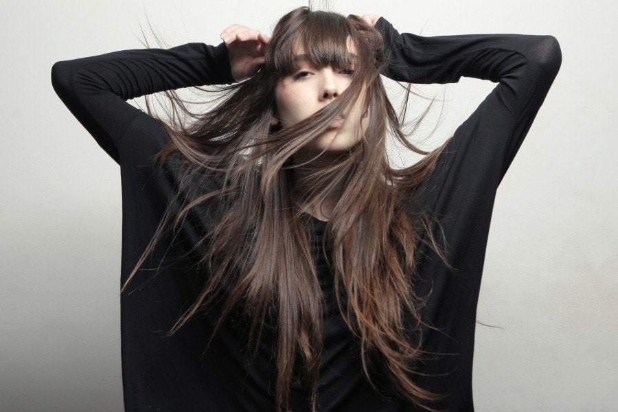 Oversized the cut long sleeve top, black s m