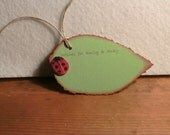 Personalized wish tree tag for wedding or shower - ladybug on leaf - quantity 6