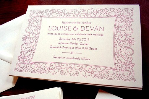 Vintage Modern Letterpress Wedding Invitation