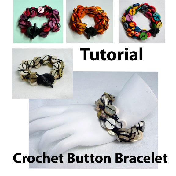 Crochet Button Bracelet Tutorial and Video Link