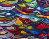 Luminous Tide-  Abstract Original Painting - 2011 Oil on Canvas 40 x 40 inches- Home Decor