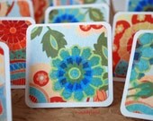 Blank Mini Card Set of 10 Cute Floral with Bright Aqua Envelopes, Handmade Paper Goods by mad4plaid on Etsy