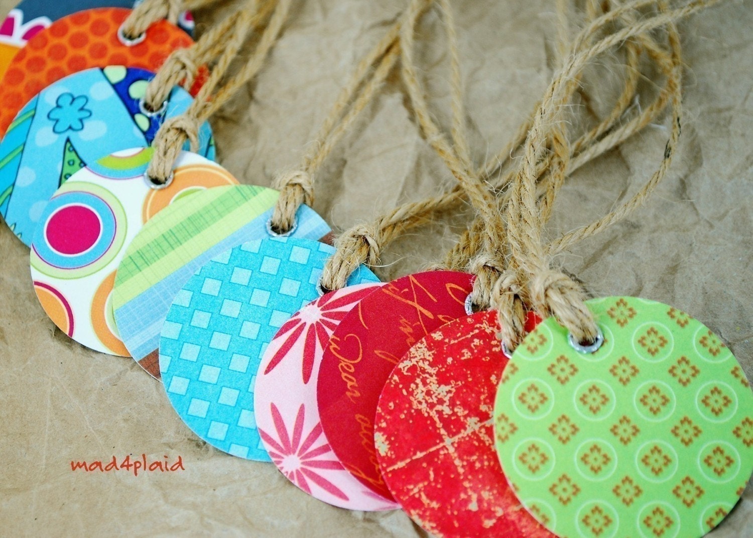 Blank Set of 10 Mini Gift Tags, Double Sided, Assorted Patterns Handmade Paper Goods by mad4plaid on Etsy