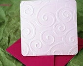 Blank Mini Card Set of 10, Embossed Pink Swirl Design, Bright Pink envelopes, Handmade Paper Goods by mad4plaid on Etsy